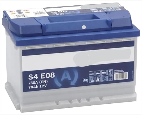 S4E08 Car Battery, Type 096 EFB, 12V 70Ah 760A CCA, Start-Stop, 278x175x190mm, Positive Right Terminal, Terminal Type 1, B00 Hold-Down, New Replacement Battery