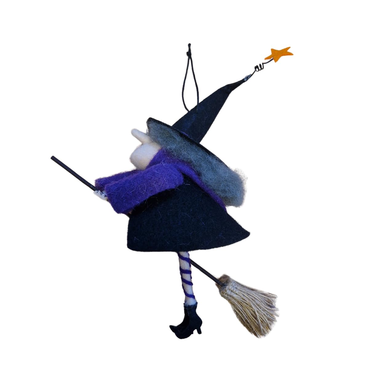 Heaven Sends Felt Witch on Broom Halloween Decoration