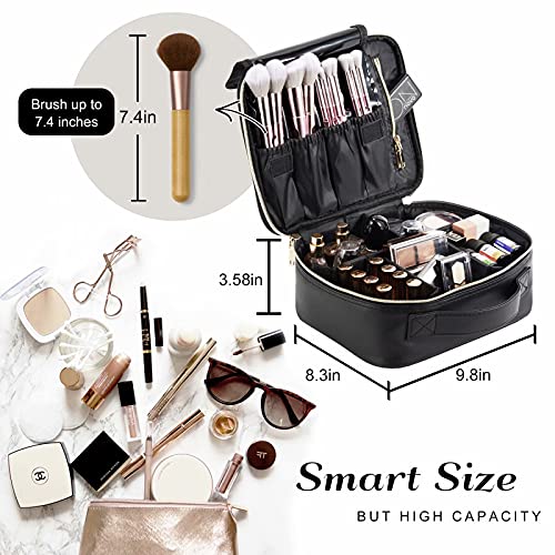 Travel Makeup Bag, Make Up Bag For Women, Large Leather Cosmetic Bag Travel Toiletry Bag For Girls Make Up Bag Brush Organizer Bags (Quilted Black) #TOP7