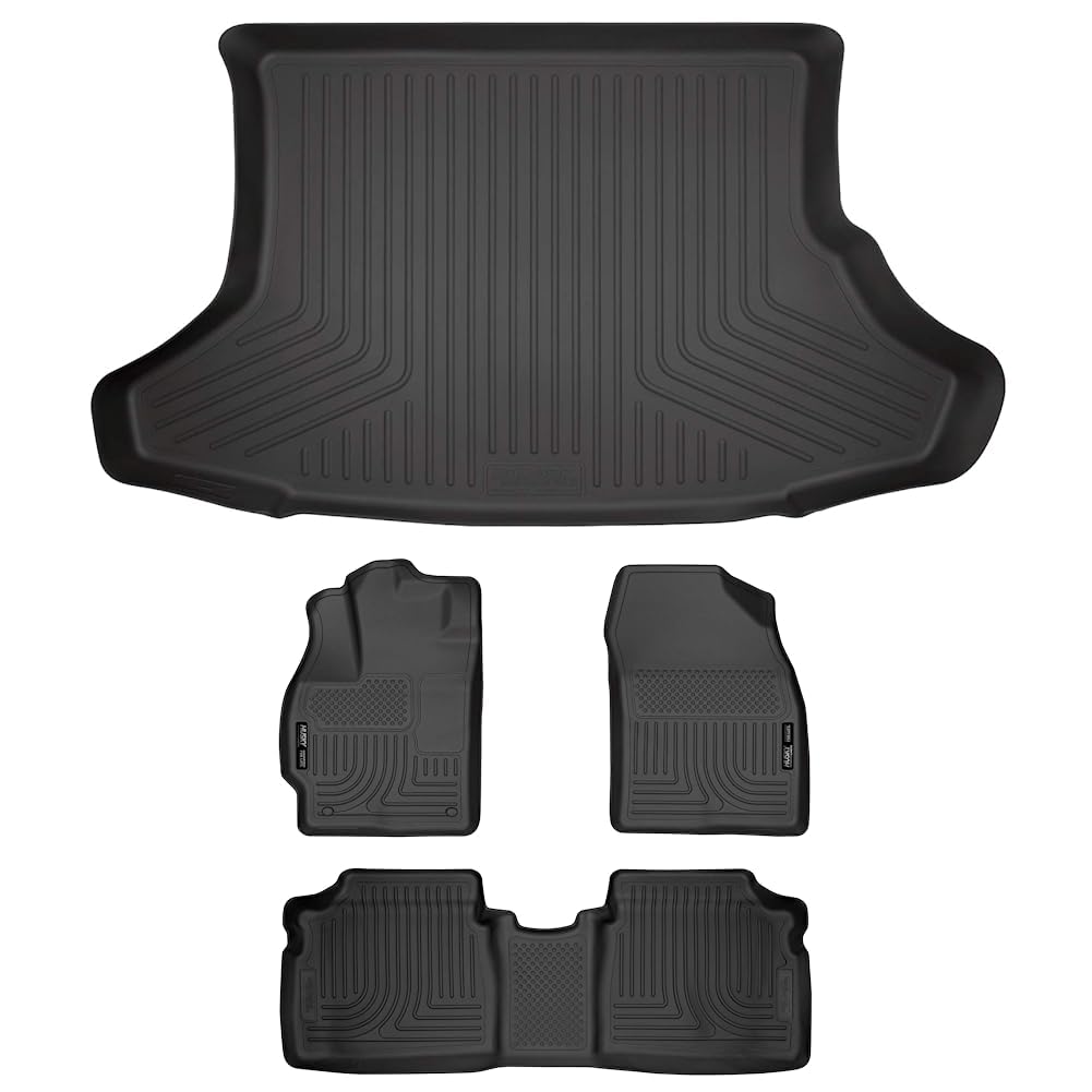 Husky Liners ? Weatherbeater Floor Liners | Fits 2010 - 2011 Toyota Prius Base, 2012 - 2015 Toyota Prius 2,3,4,5,Persona - Front & 2nd Row Liners w/Trunk Liner - Black | 98921 & 44571