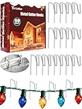 Yotako 60 Metal Gutter Hooks for Outdoor Christmas Lights, Weatherproof Christmas Light Clips Gutter Clips Holiday Light Clips Gutter Guard Light Clips for Christmas, Outdoor Christmas Light Hangers