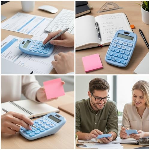 Image of Desktop Colorful Calculator 12 Digit, Dual Solar Power and Battery LCD Display, Easy to Press Big Buttons for Home, Office, School, College Class and Business Use (Blue)