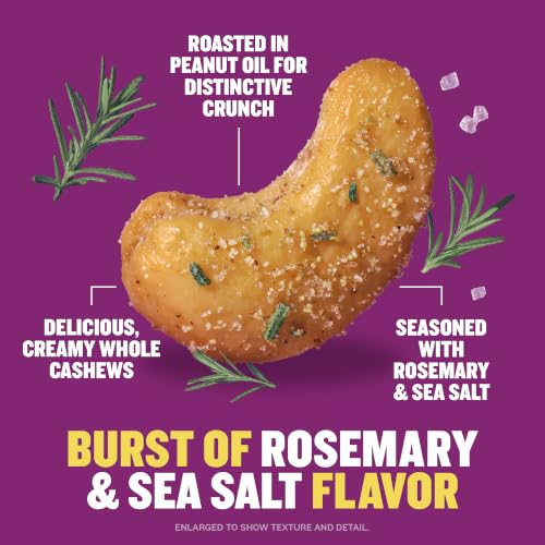 Image of PLANTERS Rosemary & Sea Salt Cashews, Plant Based Protein, 5 Oz (1 Ct) | Roasted Cashews. Flavored Cashews. Snacks for Adults. Resealable Bag. Plant Based Protein Snack. Party Mix