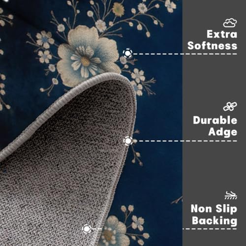 Tapis de sol antidérapant et absorbant floral retro