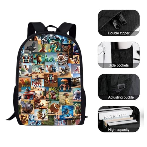 Tralalero-Tralala Brainrot Meme Backpack 17” | Water-Resistant Shoulder Daypack | Lightweight Casual Daypack| Brainrot Merch Bookbag2