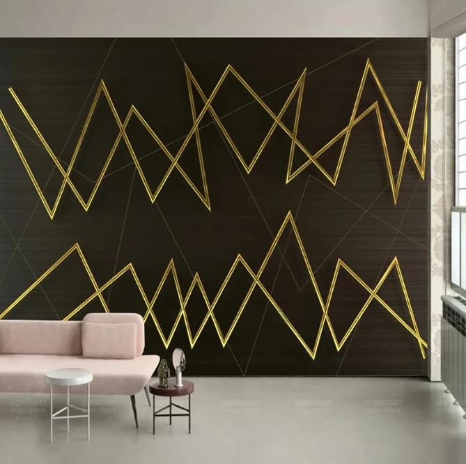 Papier peint photo moderne pour agrandir salon avec fresque lignes 3D 350x256
