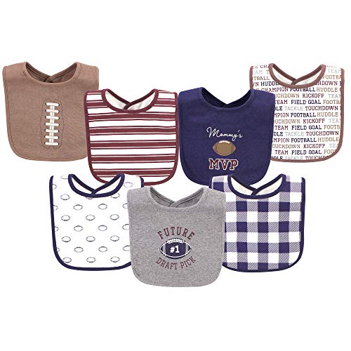 Image of Hudson Baby Unisex Baby Cotton Bibs, Football, One Size