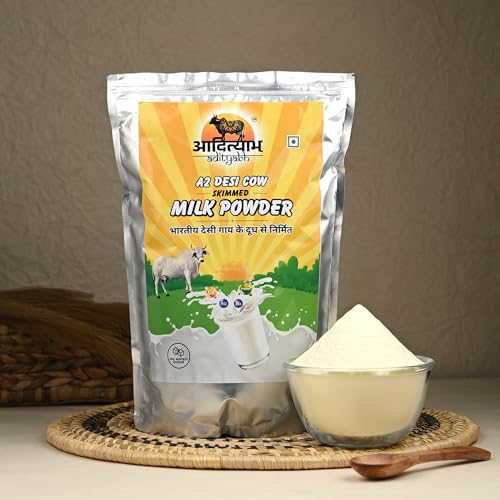 Image of Adityabh A2 Cow Skimmed Milk Powder 450g (Pack of 2) | Clean & Natural | No Added Sugar | No Preservatives | Nutrient-Rich Dairy Powder | Ideal for Tea, Coffee & Daily Kitchen Use