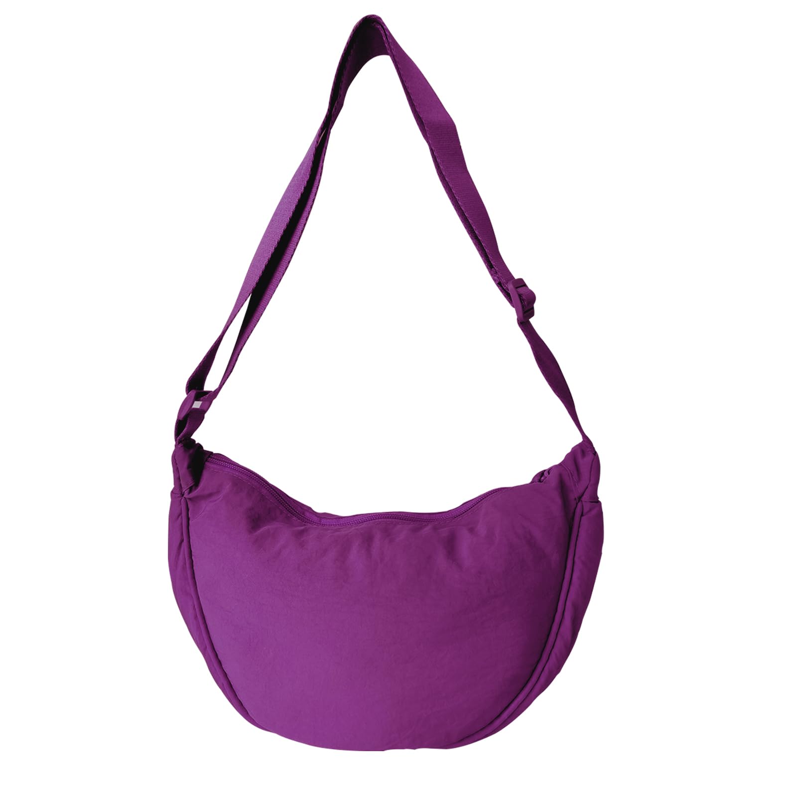 GoPaw Damen Halbmond Crossbody Schultertasche, Hobo Halfmoon Bag, Nylon Crossbody Bag Damen Halbmond Schultertasche mit verstellbarer Schultergurt, Einfarbige(Dunkelviolett)