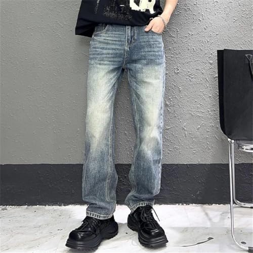 Men's Classic Casual Jeans Loose Straight Vintage Washed Light Color Jeans2