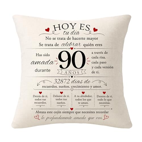 Bommex Regalo para el 90.º Cumpleaños Fundas de Cojín para Mujeres