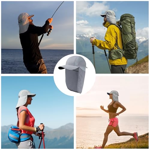 Image of Mens Sun Hat with Breathable Mesh Sun Hats for Men Sun Protection Fishing Hat with Neck Flap for Hiking Cycling