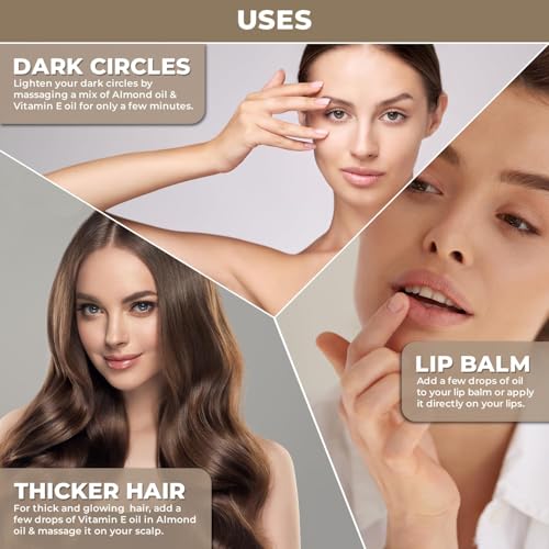 Image of Plant Based Vitamin E Oil for Face, Skin, Hair and Nails - Natural D-Alpha Tocopherol, Hexane Free & Cold Pressed - Best for Scars, Stretch Marks - Pure Natural Body Oil - Non-GMO & Vegan