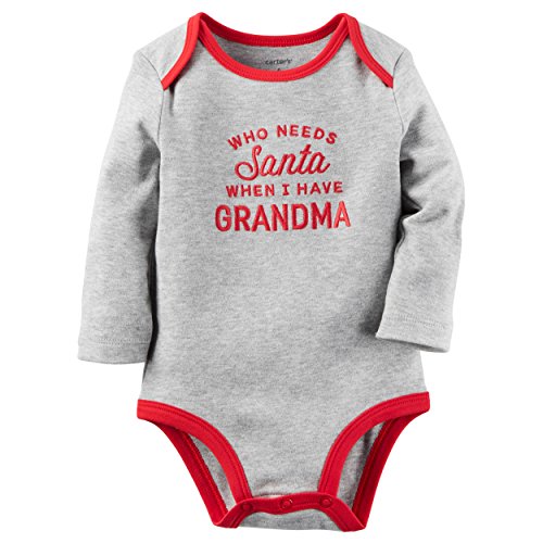 Body gris pour bébé unisexe Who needs Santa | Tenue et vêtement de collection