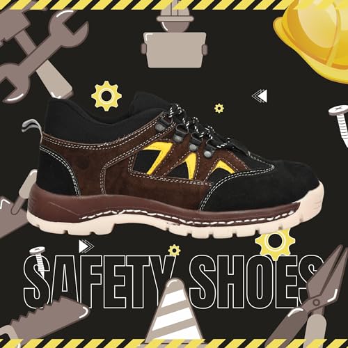 Image of Sagar International Men's Real Suede Leather Sport Safety with Steel Toe Light Weight Industrial Safety Shoes for Men