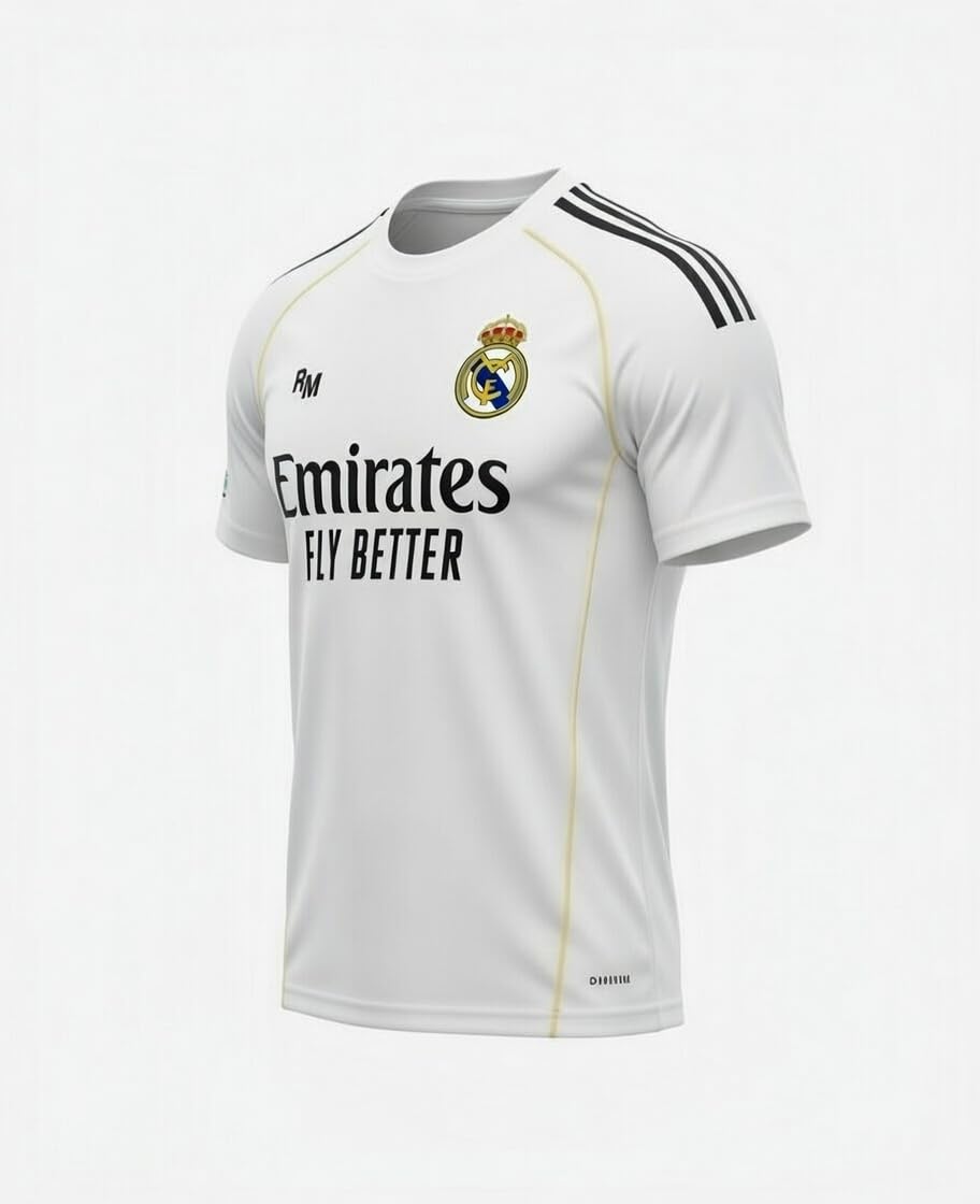 Real Madrid Camiseta 2025 2026 Oficial con Licencia | Réplica Personalizada fútbol Adulto Hombre | Blanco Talla S a XXL Nueva Temporada