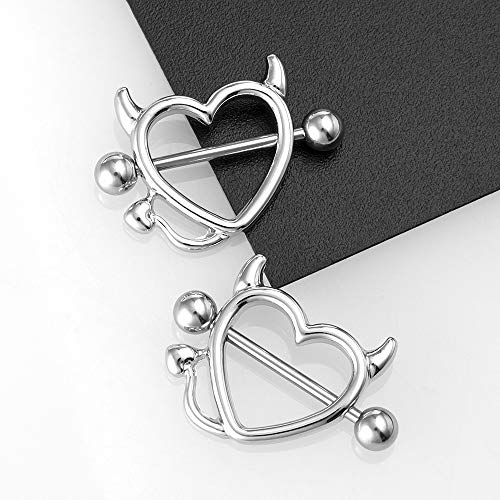 Breast Rings Sexy Punk Body Jewelry Barbell Women Heart Stainless Steel Nipple Piercing(Multicolor) #TOP2