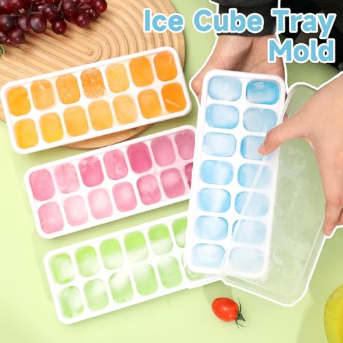Bandeja de silicona para cubitos con tapa, 14 compartimientos miniatura 3