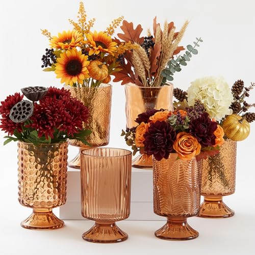 Ninehaoou 6 Pcs (H:7' W:4') Embossed Flower Vase...