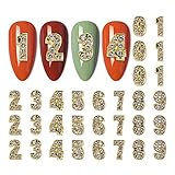 DANNEASY 30pcs Number Nail Charms Gold Nail Jewels Nail Rhinestones and Charms 3d Nail Art Charms Nail Studs Nail Jewelry for DIY Craft Decoration
