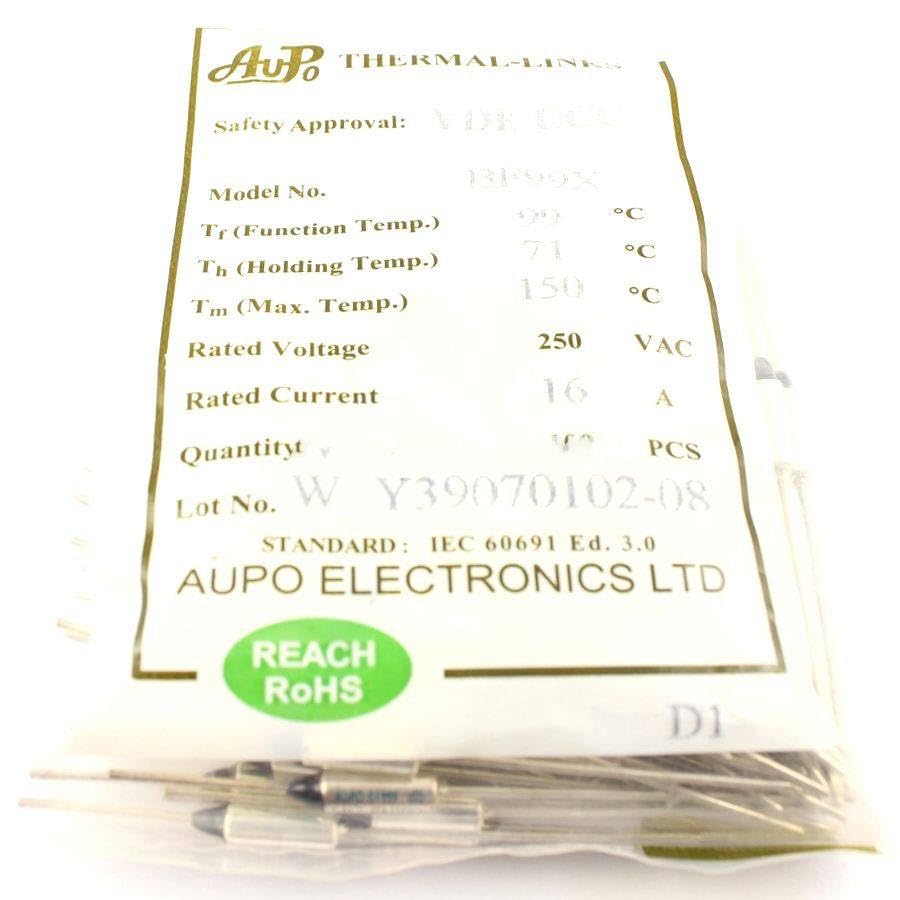 Generic 10Pcs Thermal Fuse Cutoff TF 99 Degree 250V 16A BF99X