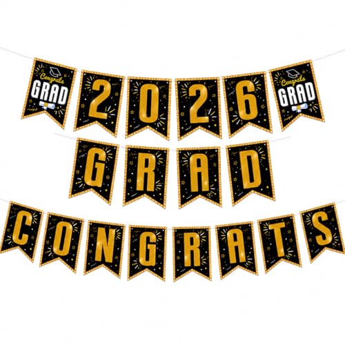 BIVYAX Guirlande Graduation 2026 avec Inscription Félicitations, Idée Cadeau de Fin d'Études pour Baccalauréat, Licence et Master, Bannière de Décoration pour Fête de Remise des Diplômes