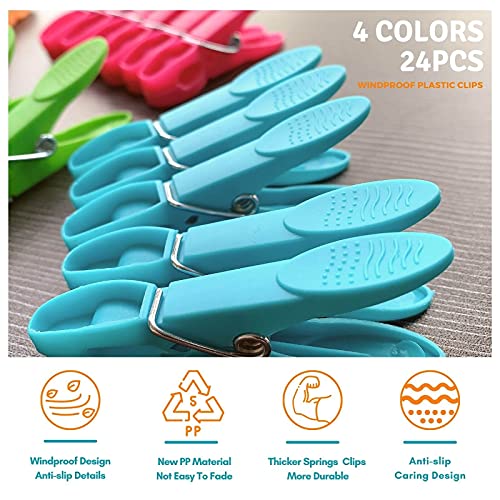 Clothes-Pins-Heavy-Duty-Outdoor-Plastic-Clothespins-Laundry-Clips-24-Pack-Colorful-Windproof-Small-Clothing-Close-Pin-for-Hangers-Hanging-Clothes-Drying-Cloths-Beach-Towel-Clothesline-Pegs-4-Colors
