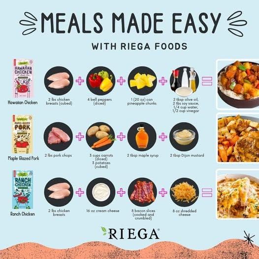 Miniatura 9 de Riega Ranch - Condimento para pollo en olla de cocción lenta, mezcla de polvo seco perfecta para condimentar pollo rancho, 1 onza (paquete de 8)