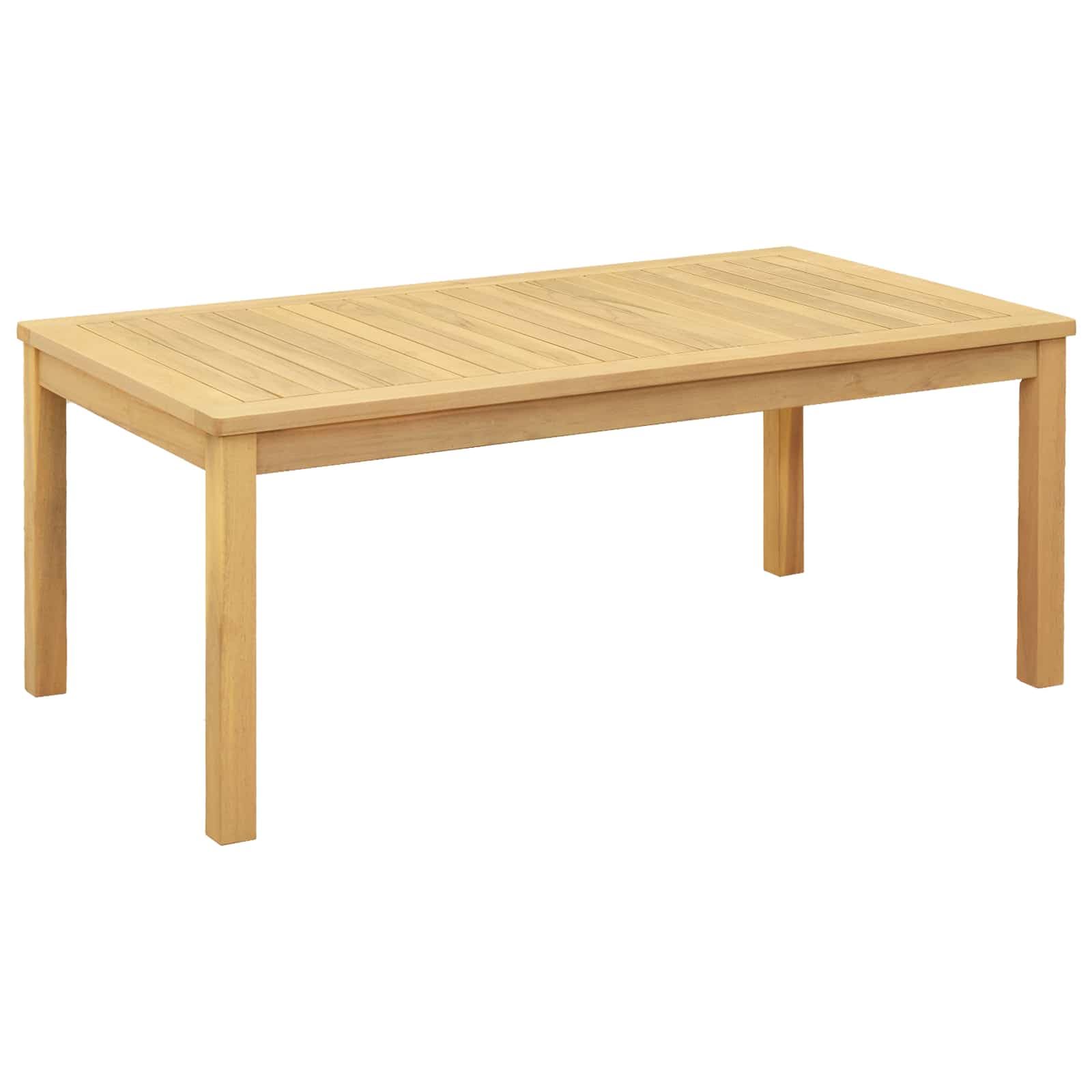 Tavolino da salotto in legno di acacia massiccio, 110 x 60 x 45 cm, resistente alle intemperie, per terrazza, balcone, veranda, esterno, scaffale e gruppo di sedute