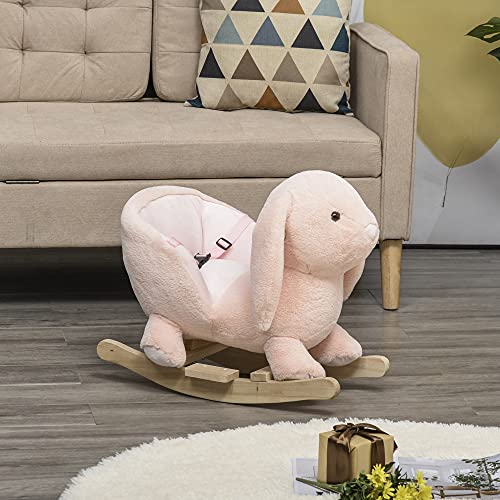 HOMCOM Schaukeltier Schaukelpferd Kinder Schaukel Rosa 60 x 33 x 50 cm – Bild 4