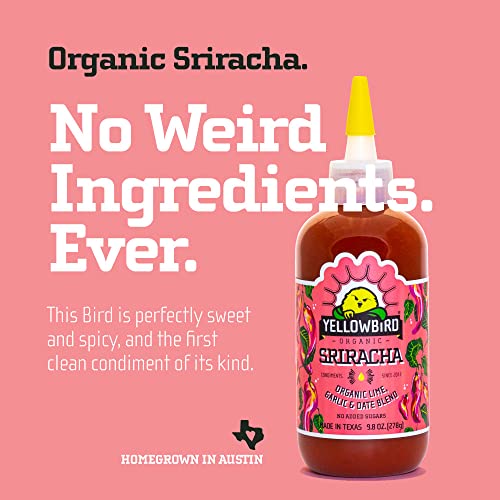 Organic Sriracha & Habanero Hot Sauce Bundle By Yellowbird - Includes 1X Organic Blue Agave Sriracha(9.8Oz) + 1X Organic Habanero Hot Sauce(9.8Oz) - Gluten Free, Non-Gmo - Homegrown In Austin #TOP1