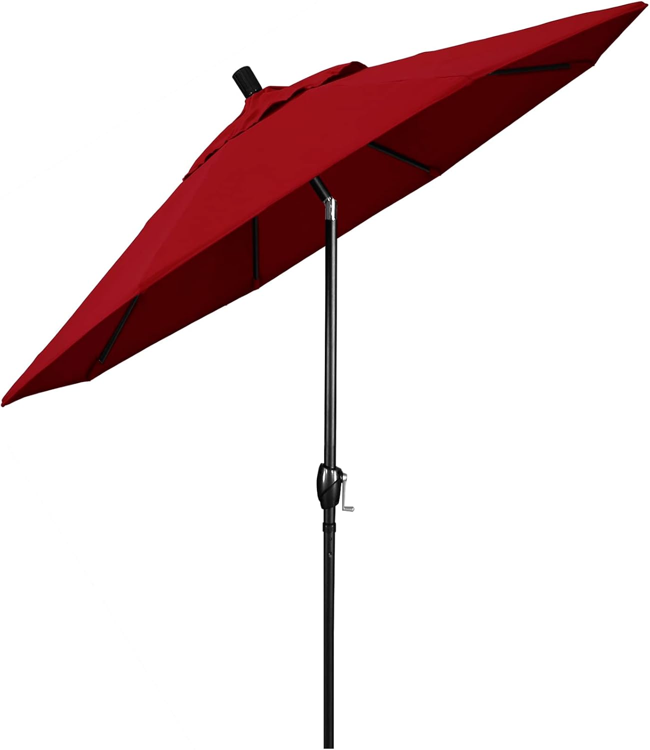 California Umbrella 7.5' Round Aluminum Market Umbrella, Crank Lift, Push Button Tilt