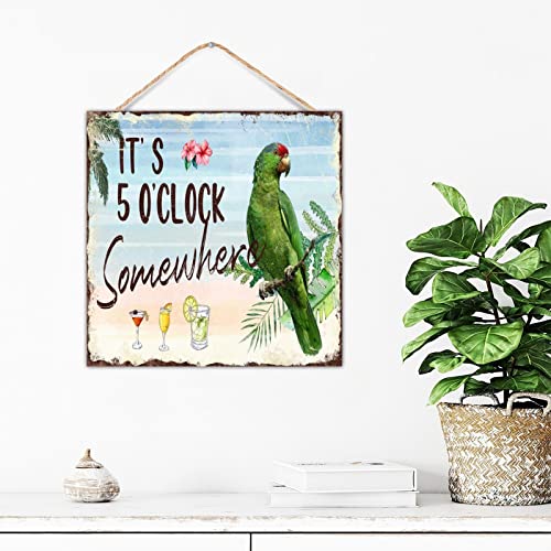 Panneau mural It's 5 O'Clock Somewhere en bois tropical 30cm - 5