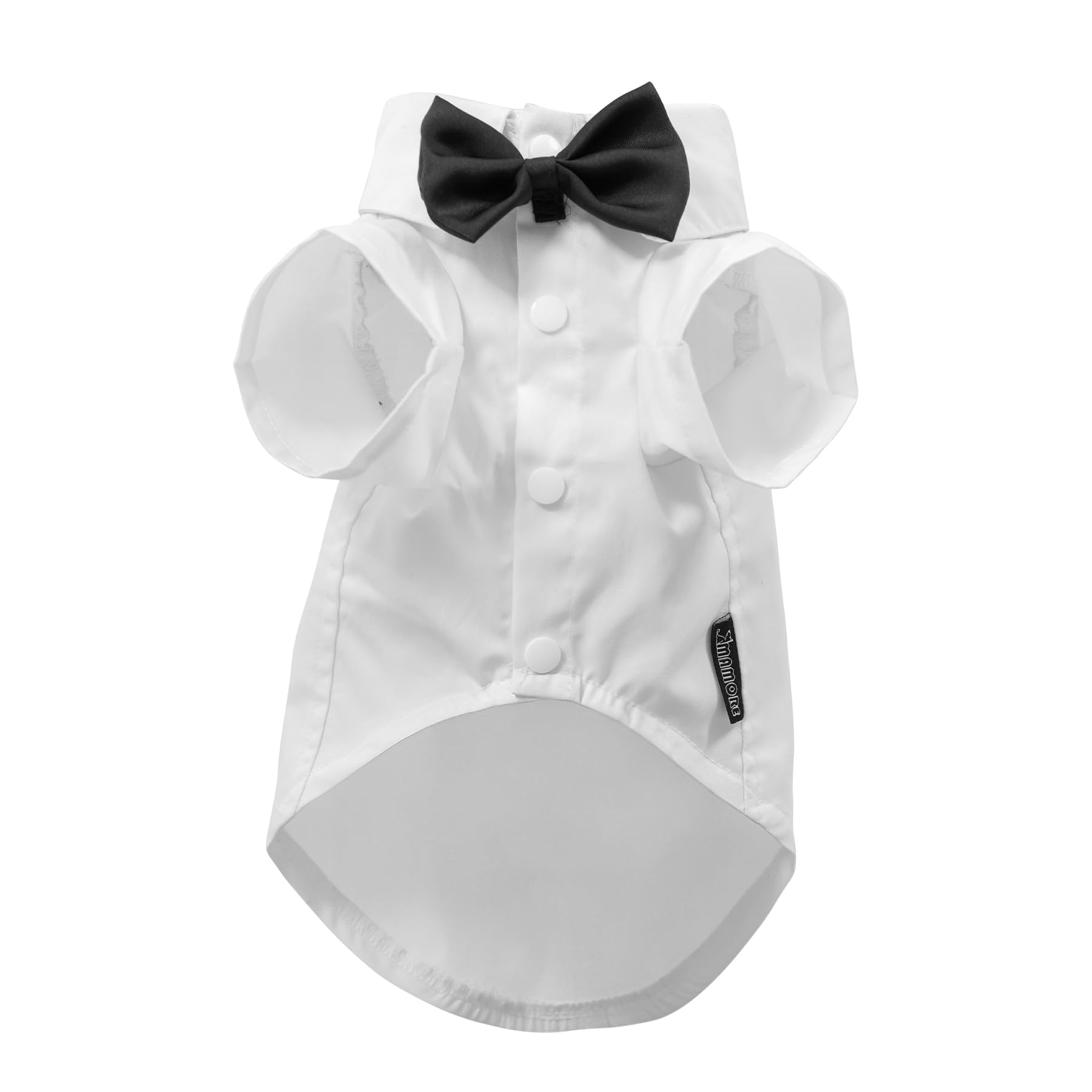 Plaid Dog Shirt,Soft Casual Pet Shirt Clothes, Dog Cotton Shirt with Bow Tie for Wedding,Christmas Costumes (White&Black Tie, Small)