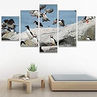 SIGNWIN 5 Panel Canvas Wall Art Birds Closeup Multicolor Photography Realism Relax/Calm Romantics for Home Decorations Ready to Hang - 60