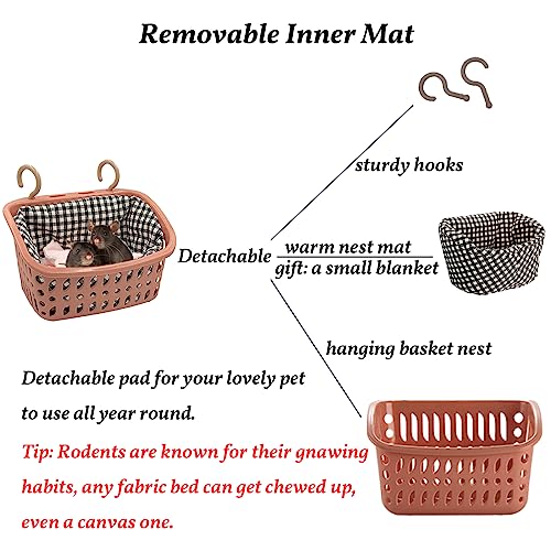 Image of JWShang Rat Hammock for Cage, Chew Proof Hanging Basket Bed with Sturdy Hooks, Pet Cage Accessories, Safe Cozy Small Animal Rodent Hammock for Sugar Glider Mice Snuggling Sleeping