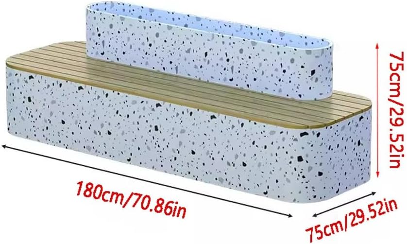 Patio Furniture Bench Outdoor Imitation Terrazzo Flower Box Seats, Benches and Outdoor Flower Bed Combinations Outdoor Bench(Color:B 180CM)