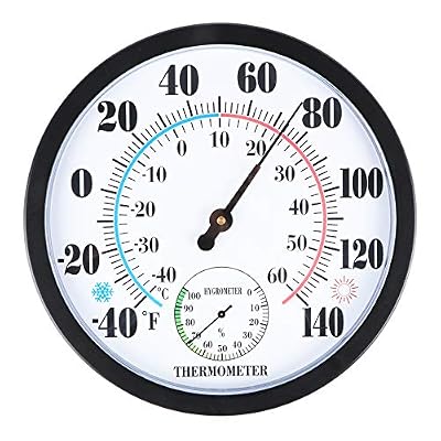 MUMTOP Indoor Outdoor Thermometer, 10 Inch Large Numbers Waterproof Wall Thermometer with Hygrometer for Patio Home Living Room Bedroom(Upgrade)