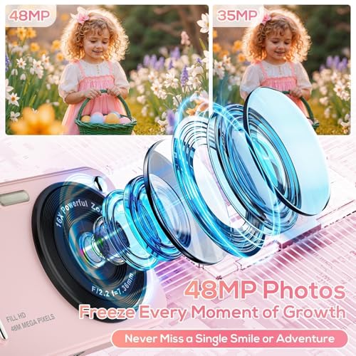 Image of Digital Camera for Kids, 48MP FHD 1080P Point and Shoot Digital Cameras with 16X Zoom Anti-Shake