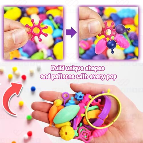 Image of Wembley Pop Beads for Girls Kid's Jewelry Making Kit DIY Bracelet Necklace Rings Craft Kits Multicolor 50+ Beads Snap Pop Art Jewellery Set Ideal for Birthday Gifts