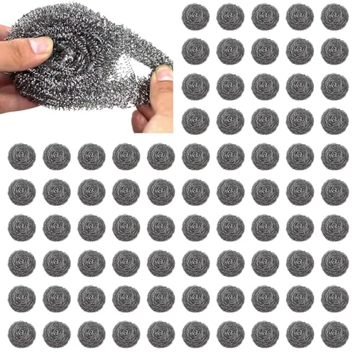 Image of 80 Pcs Stainless Steel Scrubber, 2.36 inch, Flexible Stainless Steel Cleaning Ball Multipurpose Utensil Scrubber Portable Dish Scrubbers Reusable for Kitchen Pot Pan, Dishes, Grills, and Cookware