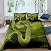 Zestaw pościeli z zielonym wężem oddychająca miękka wygodna hipoalergiczna mikrofibra z zapięciem na zamek błyskawiczny poszewka na kołdrę dla chłopców dziewcząt niemowląt i nastolatków + 2 poszewki na poduszki