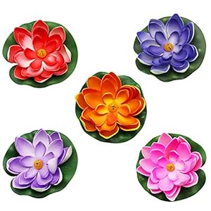 PEAK-EU 5 PCS Artificiale ninfee galleggianti Fiori Impermeabile Fiore di Loto Applica a Wedding Day Acquari Decorazione di San Valentino
