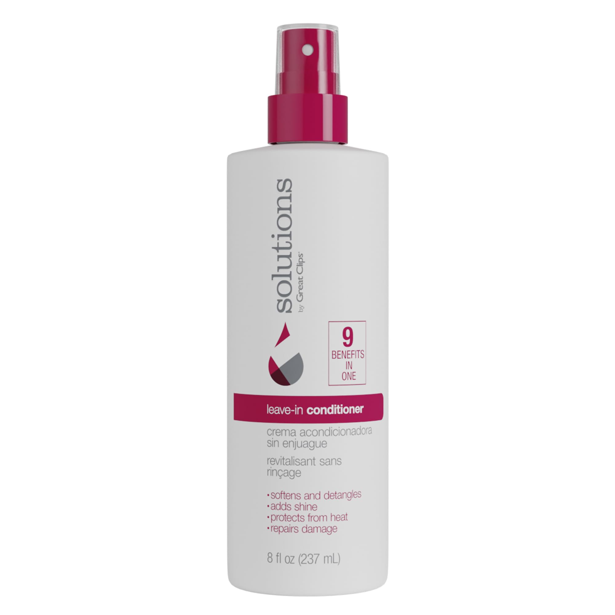 Great Clips Solutions by Nourishing Leave-In Conditioner 240ml Spray Detangles and Hydrates Hair