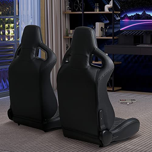 2-Piece Ergonomic Racing Seats: Adjustable Double Slides Ultimate Gaming Seats, Pvc Racing Simulator Game Seats Unleash Your Inner Automotive Racing Seats (Black) #TOP4