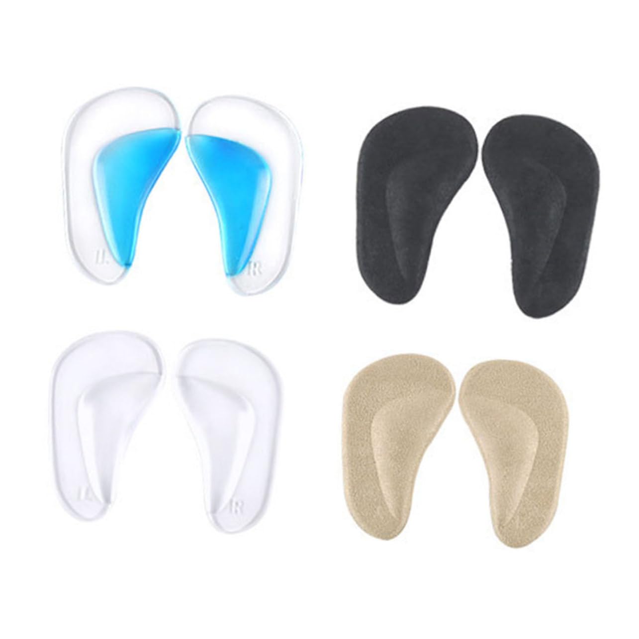 TOVINANNA Shoe Pads Inserts 4 Pairs Foot Arch Support Inserts Gel Pad Arch Support for Sandals Shoes Gel Insoles