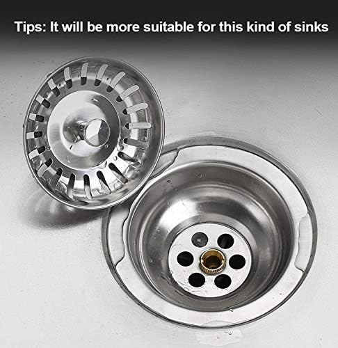 Kitchen Sink Strainer Plug, 2pcs Stainless Sink Strainer Plug, Standard Strainer Drain Protector for Kitchen/Bathroom, Diameter: 79mm