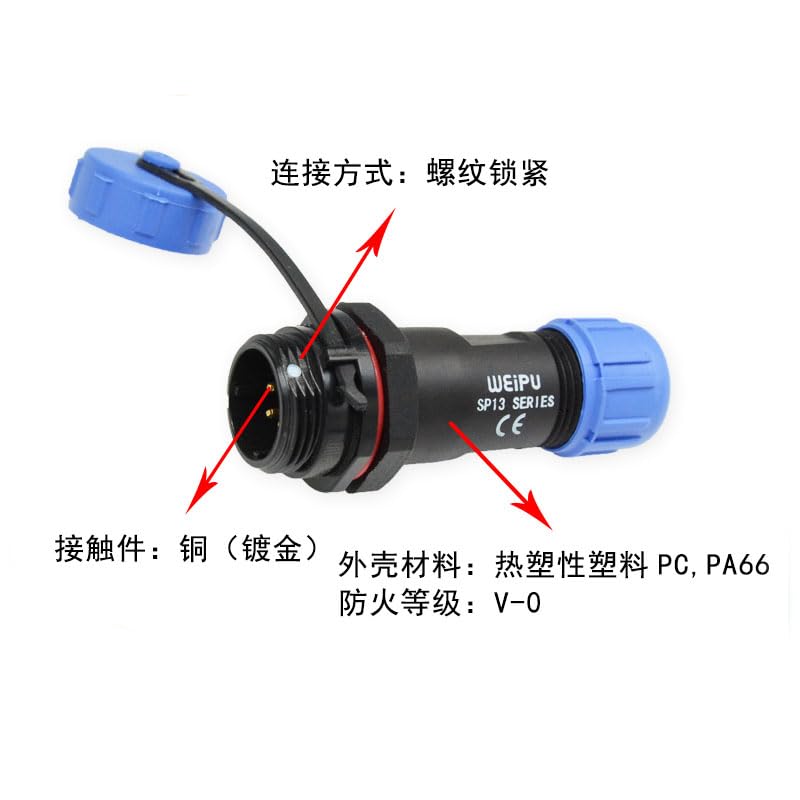 elpart SP1310+SP1311 Industry IP68 Waterproof M12 Power Connector Adapter 2 3 4 5 6 7 9Pin Ebike Motorcycle LED Lighting Car - #elPart2322657 (Color: 4Pin Set)