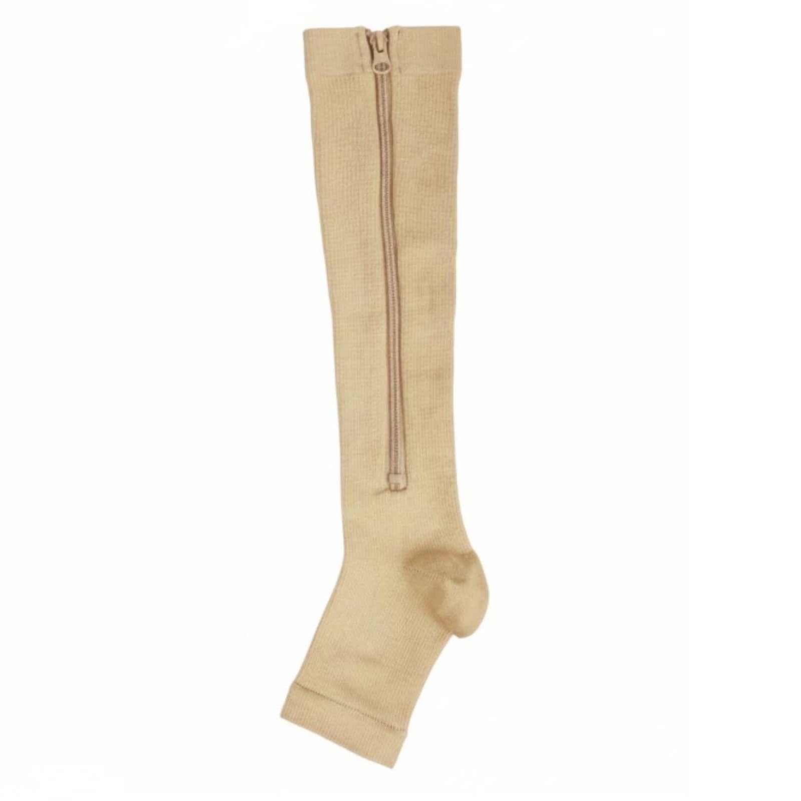 Elastic Zipper Compression Sock Easy to Put on Zipper Compression Socks Muscle Support Sports Wear Breathable for Running, Cycling, Outdoor Fitness, Nude, L-XL|Sporting Goods | Fitness Ru-image-11