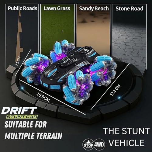 Image of Remote Control Stunt Spray Car for Kids | High Speed Racing with Mist Spray Action | 360 Rotating Dual Sided Off Road Vehicle | Remote Control Extreme Drift Car for Kids & Adults